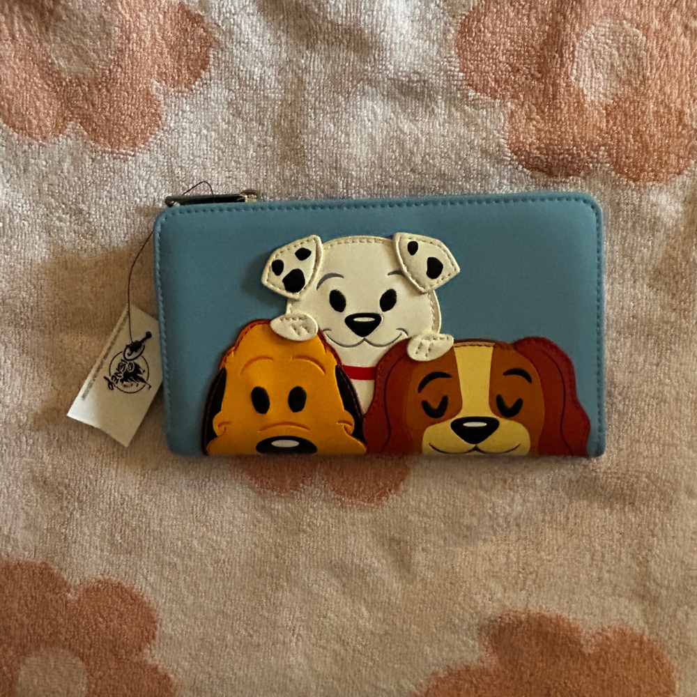 Loungefly Blue Wallet with Cartoon Dog Design